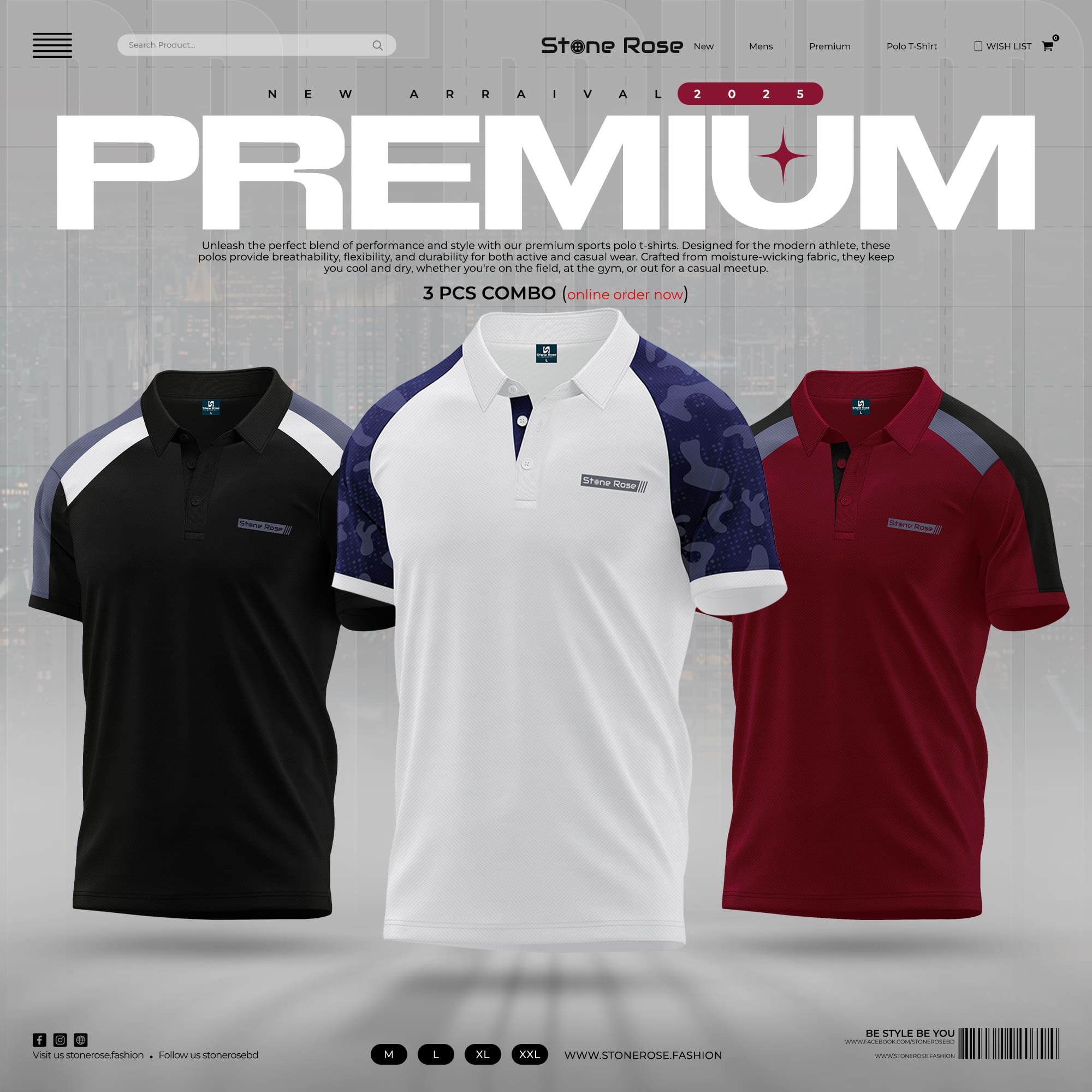 3 Pcs Designer Edition Mesh Fabrics Polo Shirt Combo-25891P